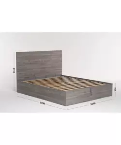 Letto matrimoniale 'hi box' rovere grigio con rete e contenitore, 160x190 cm